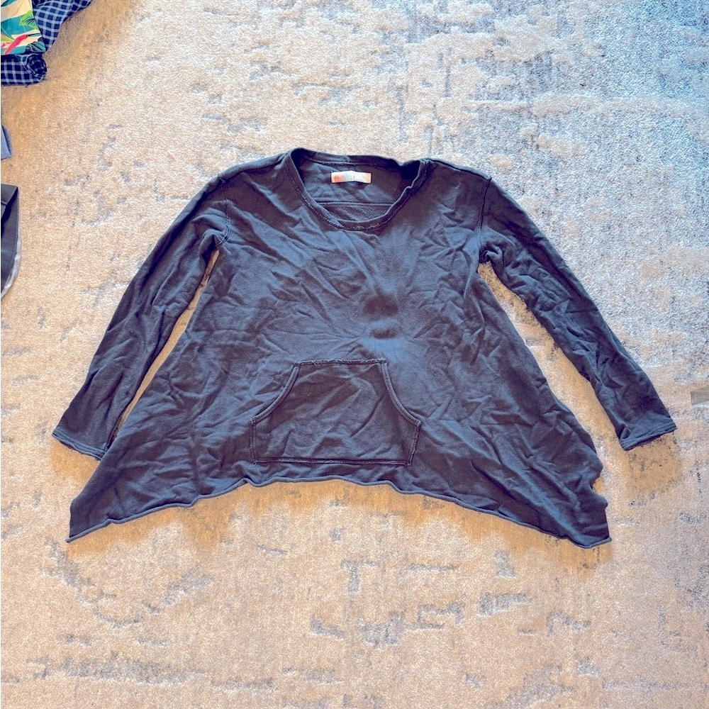 Free People Beach Black Asymmetrical Long Sleeve Top